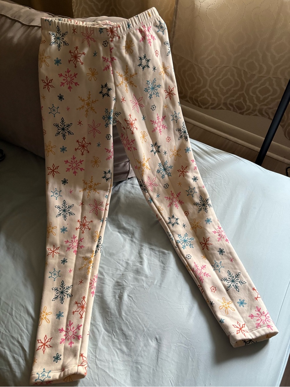 Cat & Jack Cream Pajama Pants with Multicolor Snowflake Print